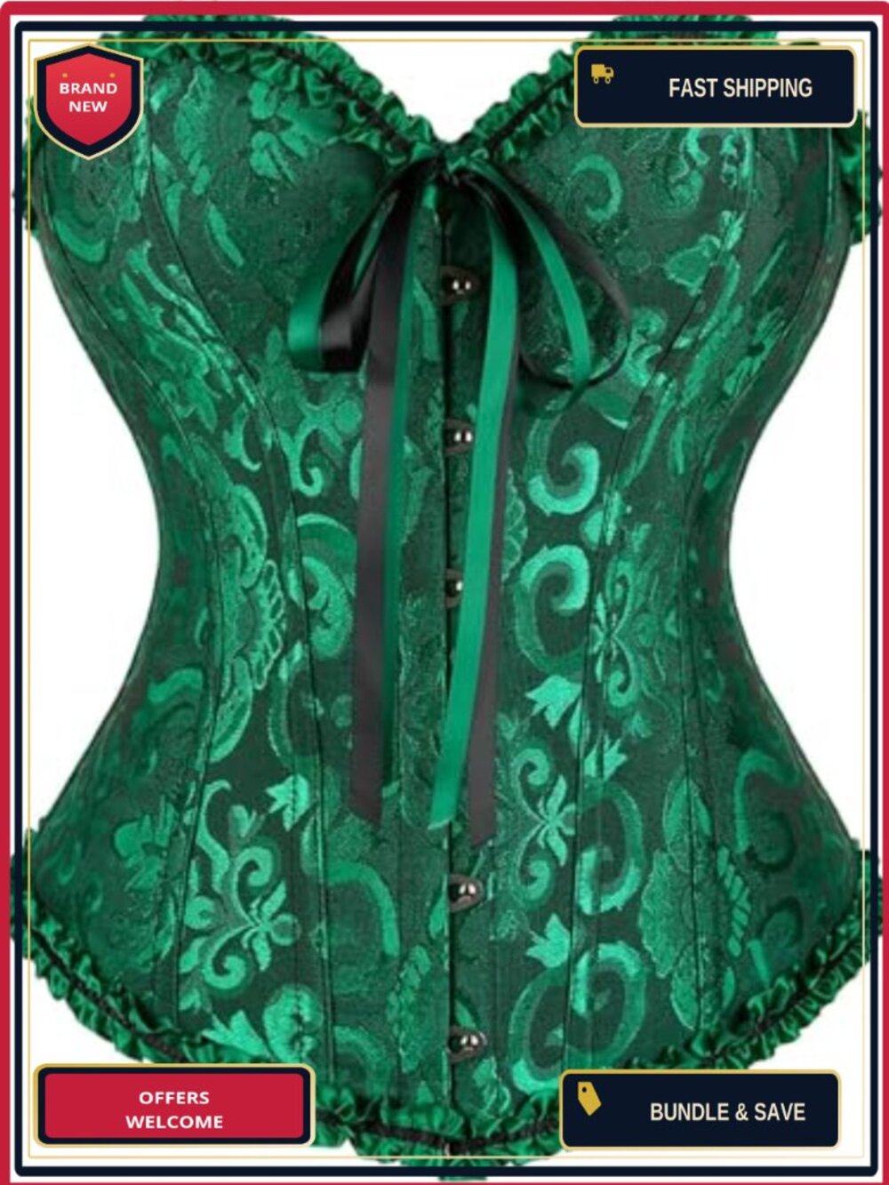 Lace Waist Push Up Bustier Corset Top Satin Cotton Spandex Bodysuit Cosplay